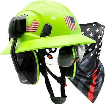 Full Brim Hard Hats Construction OSHA Approved with Visor and Ear Protection - Construction Worker Hat with Neck Gaiter