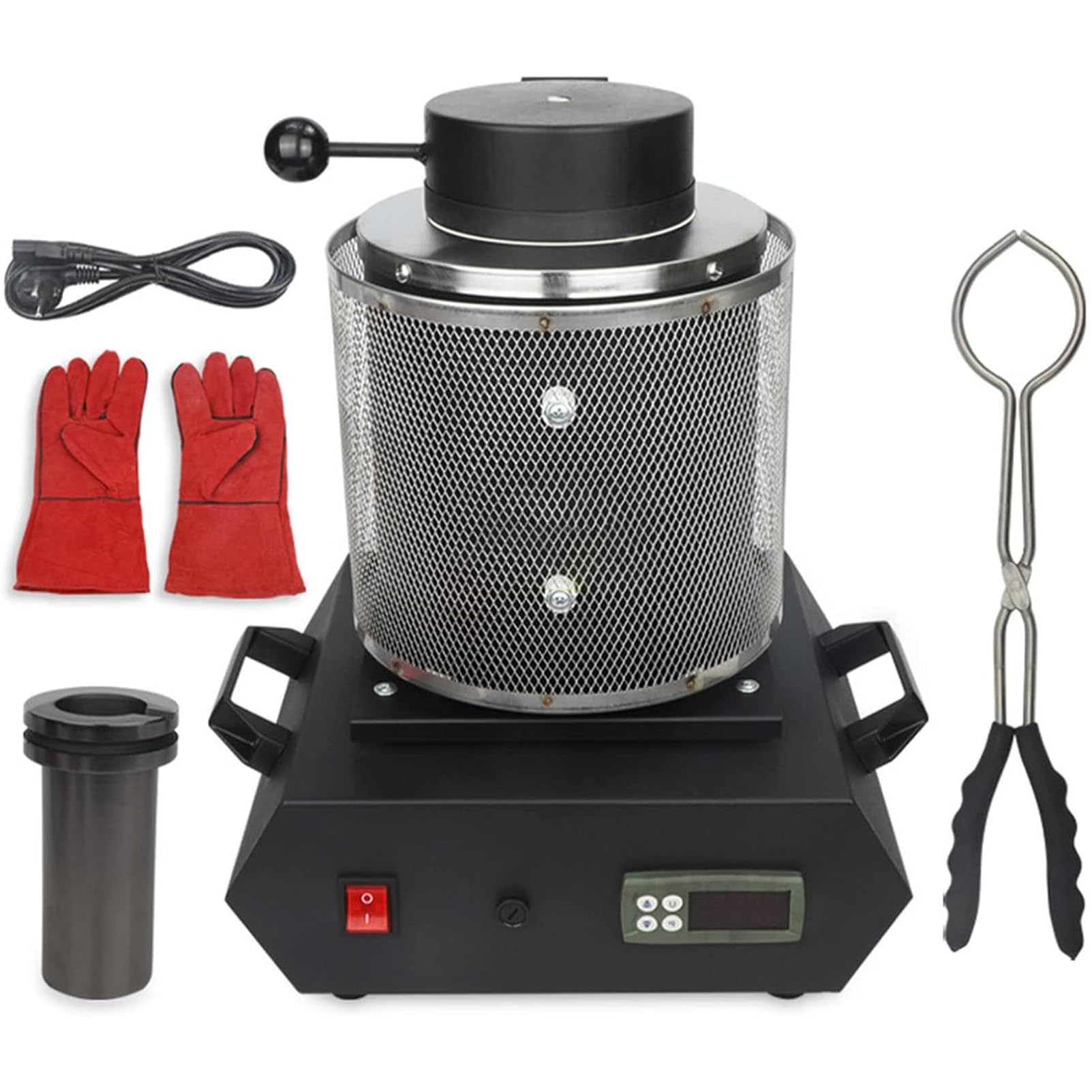 Pnpaea Electric Gold Melting Furnace,1150℃ Digital Metal Smelting Machine,with Graphite Crucible for Gold,Aluminum Refining Casting Furnace withSchutznetz-Black3kg