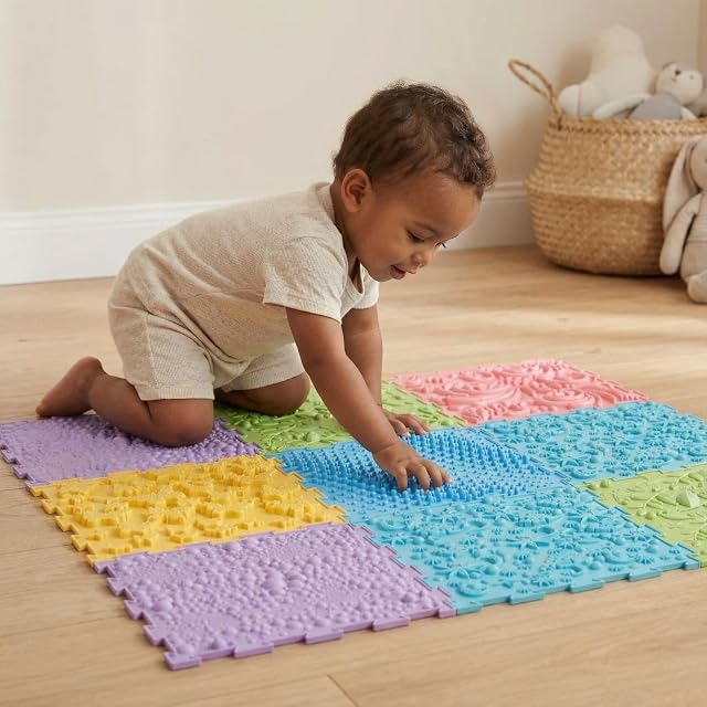 Foto 6 de 8 de KiddyMoon Alfombra Sensorial para Niños Tipo Puzzle Esterilla Terapéutica 6 Piezas, Multicolor