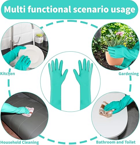 Miniatura 4 de Guantes de nitrilo duraderos de manga larga de 18 pulgadas, reutilizables, de goma resistente, para cocina, cocina, antideslizantes, lavavajillas