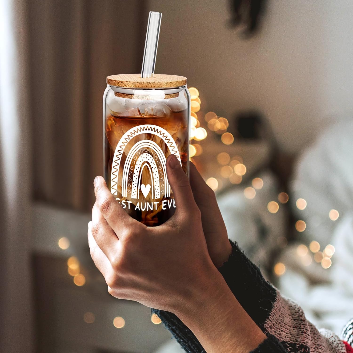 Mason Life Valentines Day Aunt Gifts, 20 OZ Best Aunt Ever Glass, Nutritional Facts Glass Cup, Coffee Glass Cup, Birthday Gifts from Niece,Nephew - Image 7