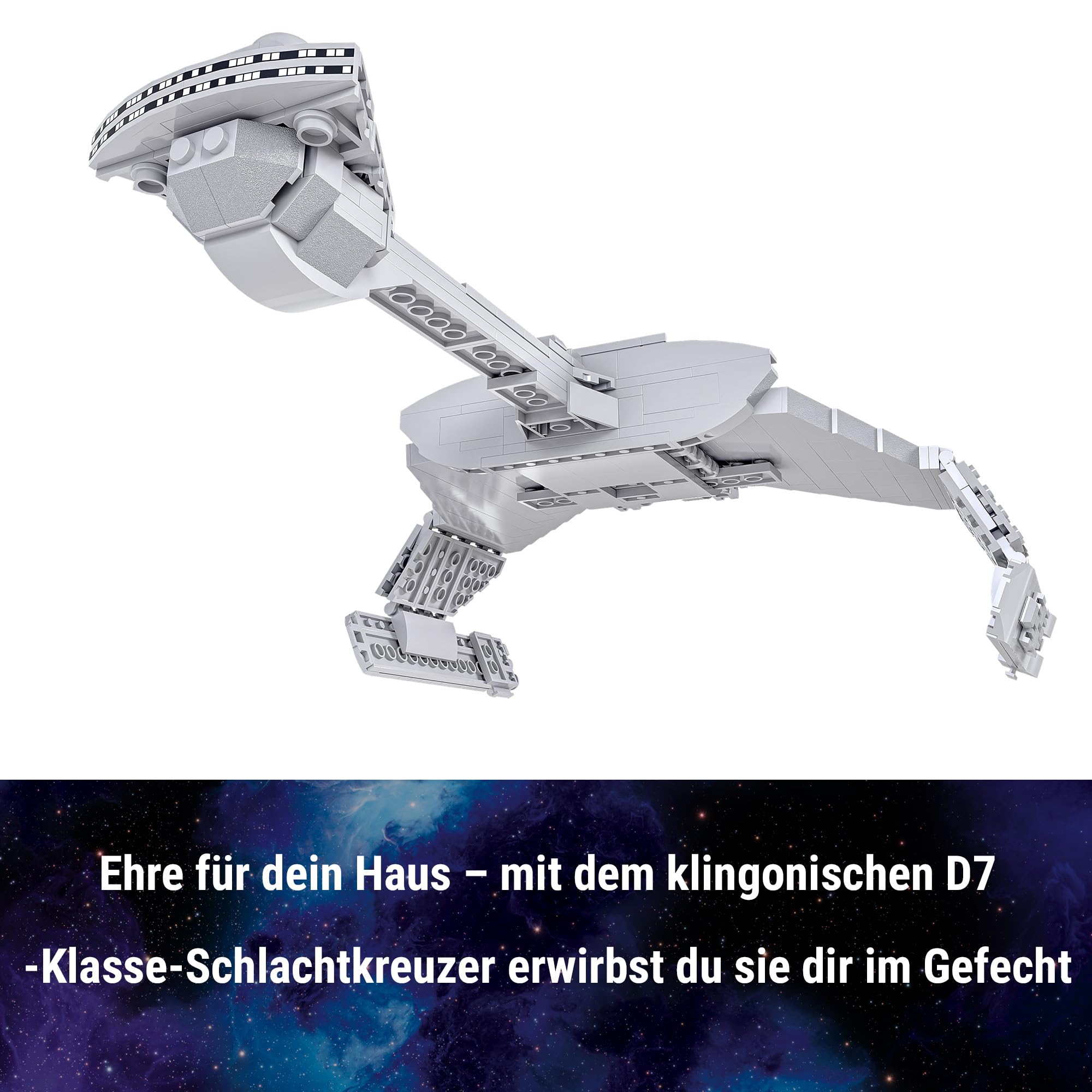 BlueBrixx – Star Trek Klingonischer D7-Klasse-Schlachtkreuzer – aus: Raumschiff Enterprise, The Original Series – Midsize-Bausatz mit 580 Klemmbausteinen – 100% kompatibel – ORIGINAL-Lizenz, 104571