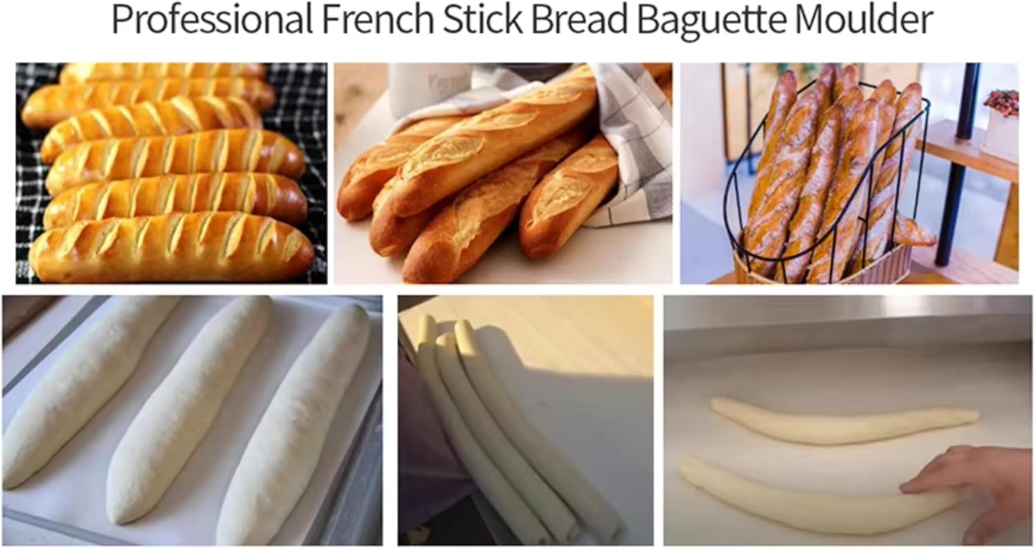 Baguette Moulder Machine, Baguette Shaping Machine, Automatic French Bread Tool, Great for Commercial Bakeries & Bakery Equipment