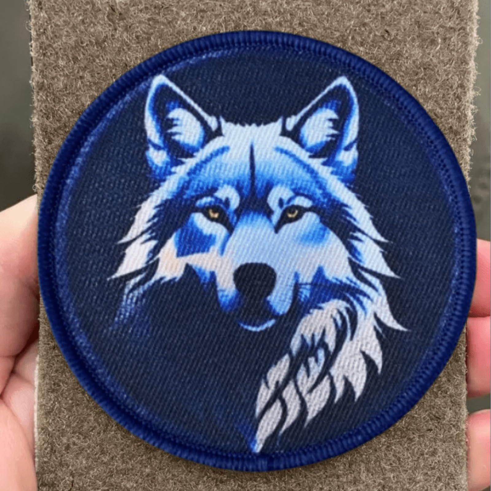 Patch de moral loup bleu pour chapeau de camionneur et sac à déjeuner
