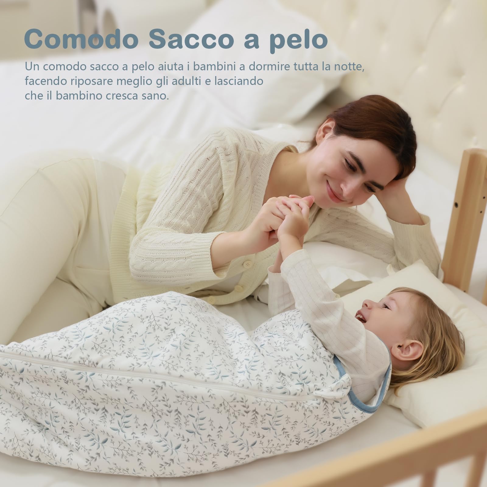 Mosebears Sacco nanna invernale per bambini, 2,5 Tog, 100% cotone, diverse dimensioni, dalla nascita fino a 18 mesi, adatto per tutto l'anno