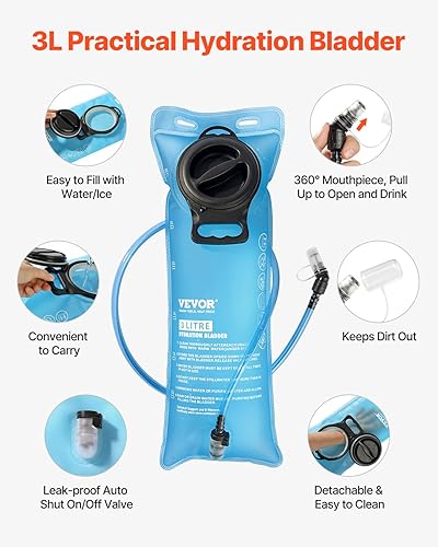Miniatura 2 de VEVOR Hydration Backpack, Insulated Hydration Pack Backpack with Water Bladder, Hiking Water Backpack with Storage for Men Women, Hydro Water
