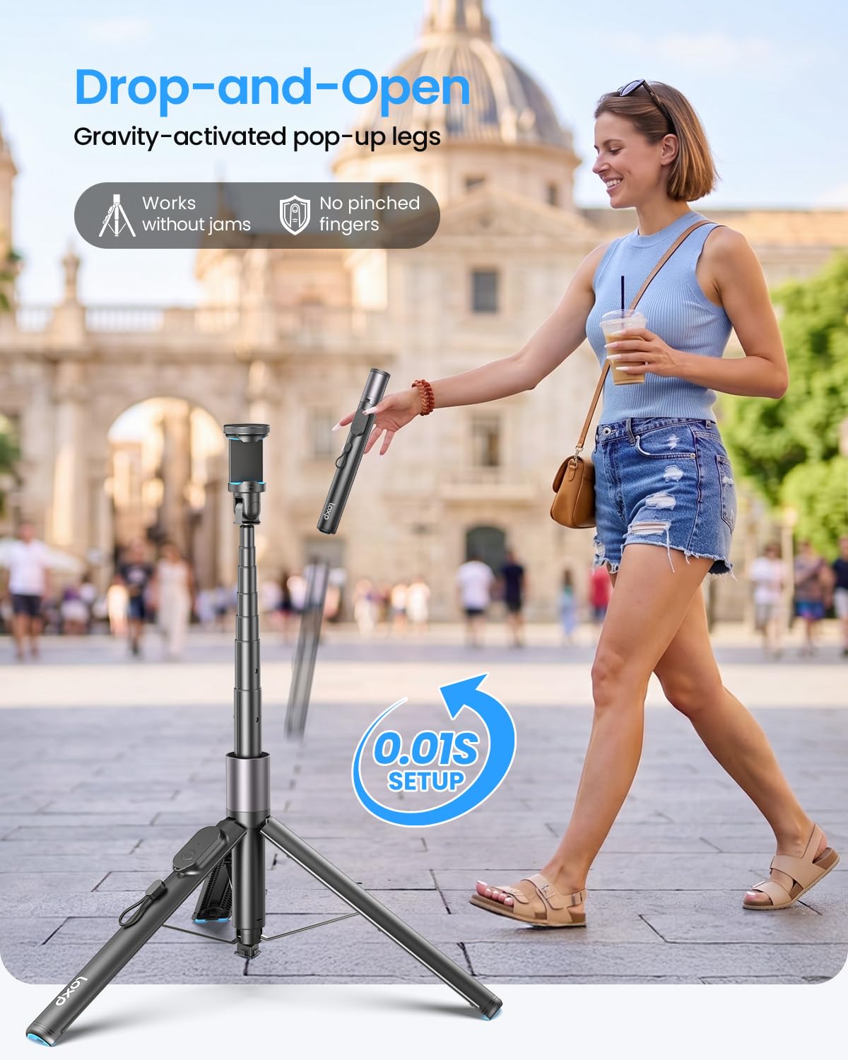 LOXP Treppiede per telefono da 67 '' con telecomando, apertura automatica