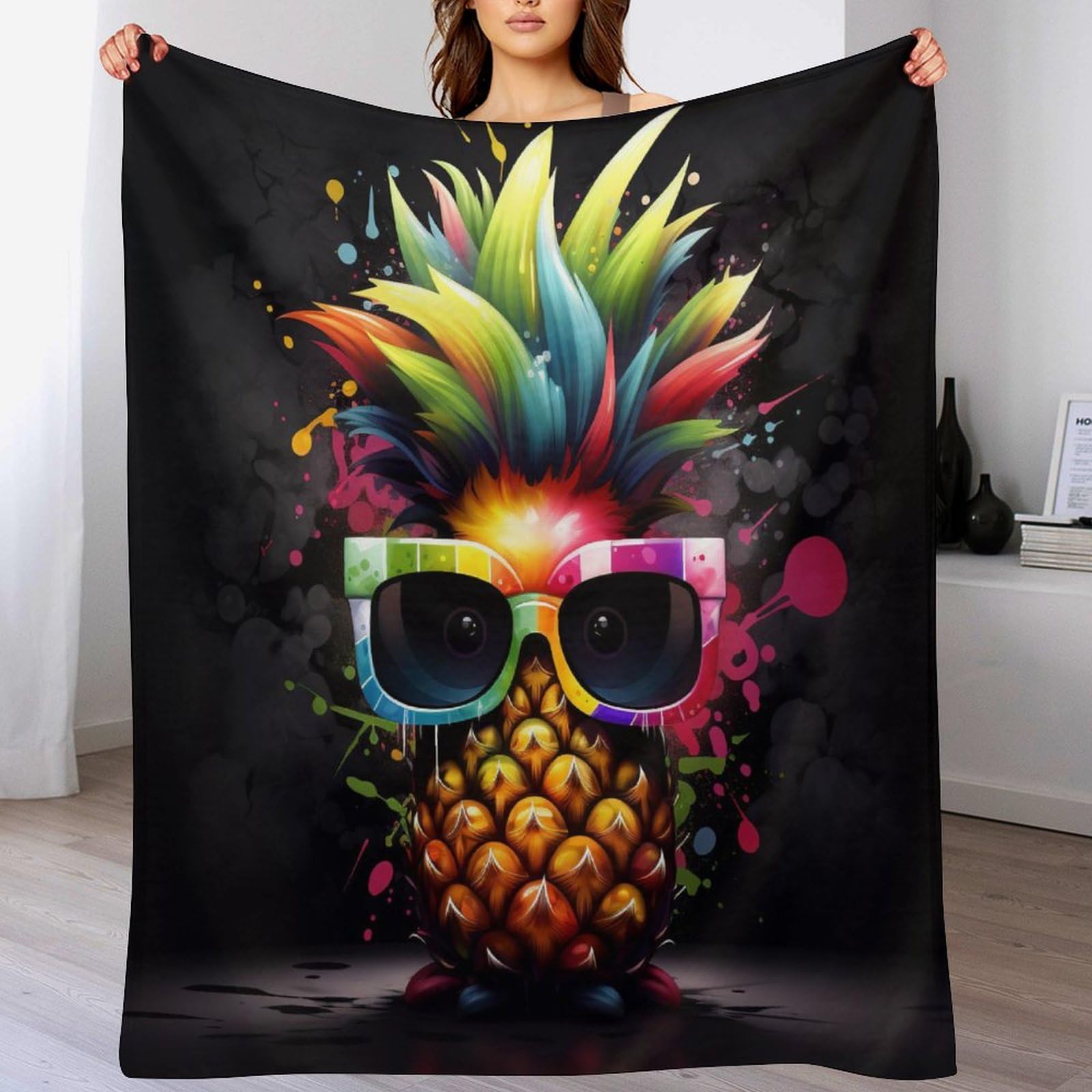 Plaid flanelle ananas 100x130cm pour ne plus avoir froid au bureau