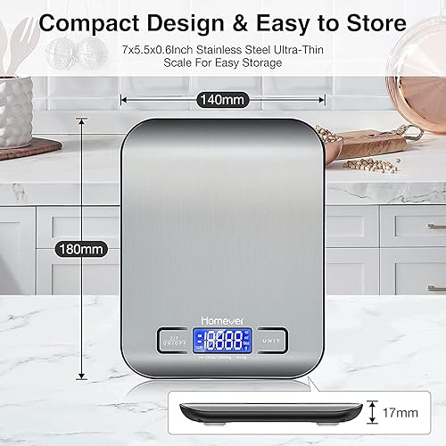 Miniatura 4 de Báscula de alimentos, báscula de cocina precisa de 0.05 oz1 g con báscula de cocina digital multifunción de acero inoxidable para hornear y cocinar,