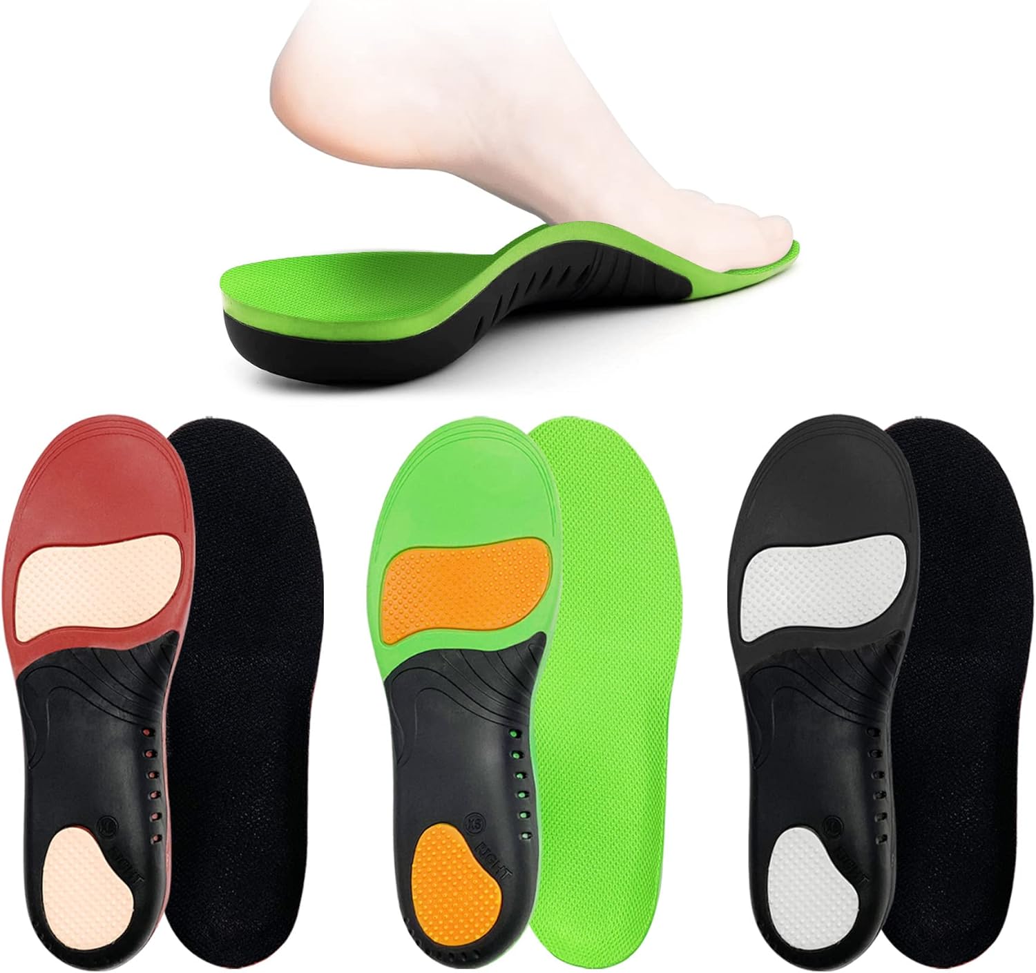 3 Pairs Plantar Fasciitis Insoles Heavy Duty Arch Support