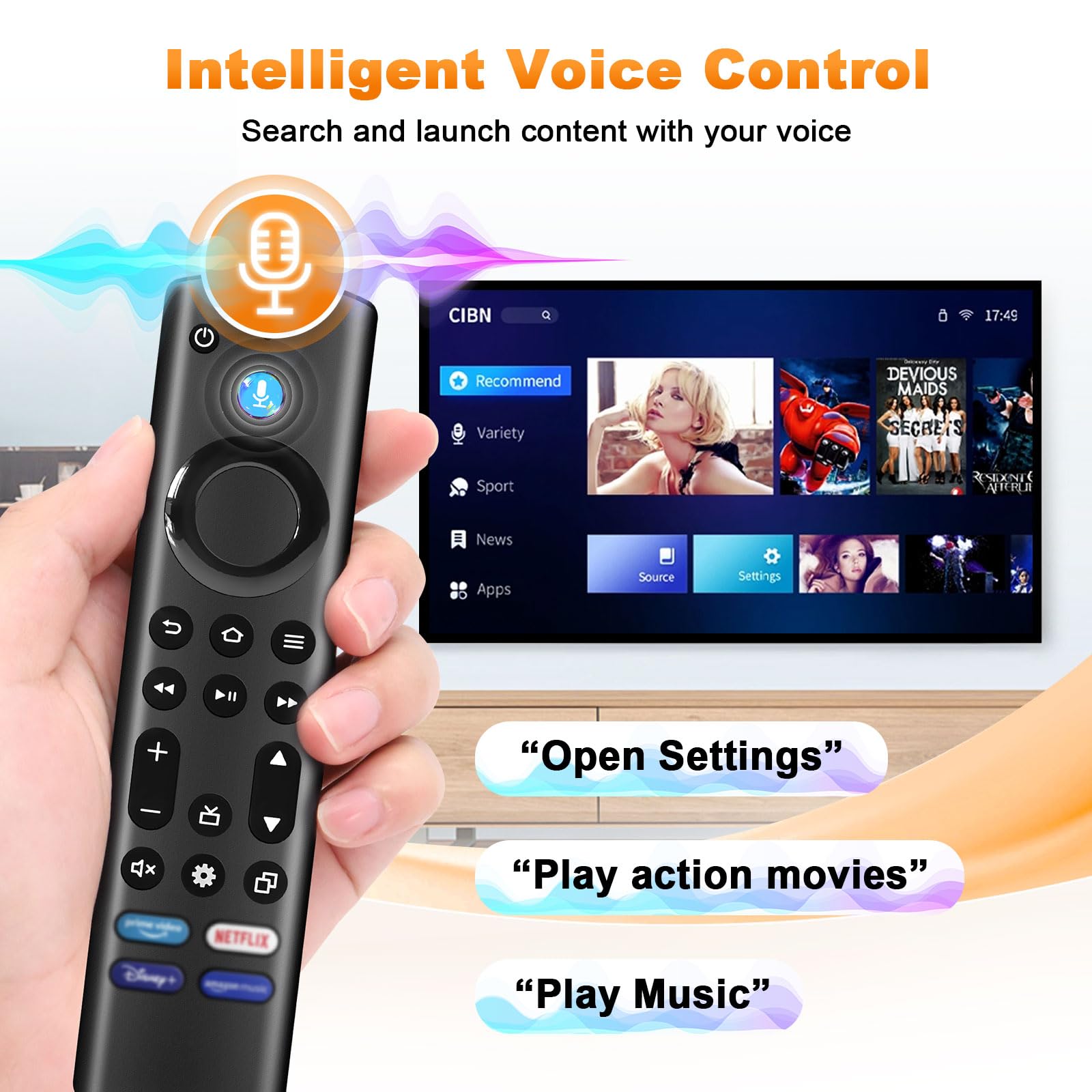 Télécommande Vocale Pour Fire TV Stick & Cube – Compatible Avec Les Modèles 4K, Lite, Max | Recherche Vocale, 4 Raccourcis