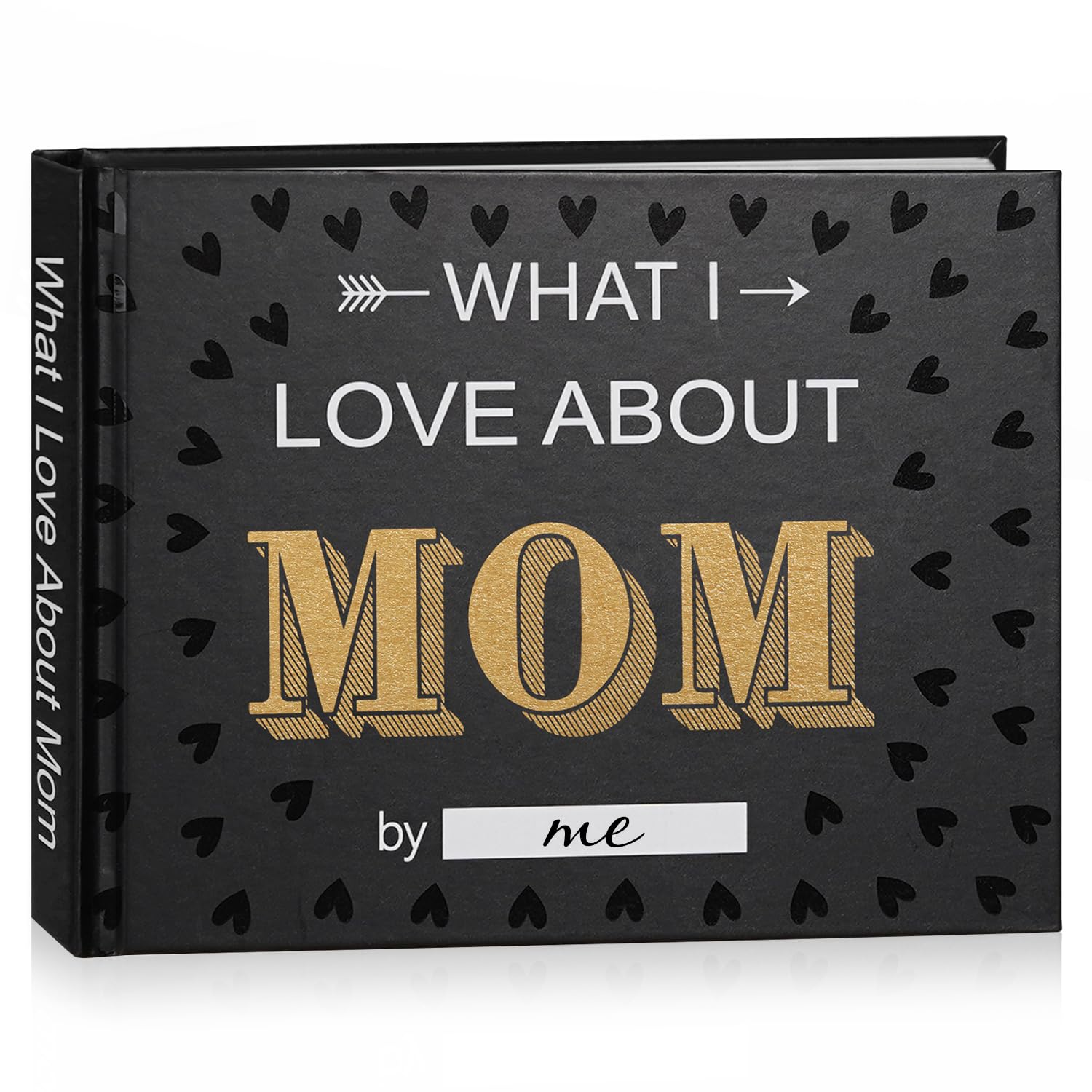 Miaikoe What I Love About Mom, 50 Things Fill-in-the-Blank Journal Love Mini Book for Mother's Day Birthday Christmas Gifts Book for Mom Black