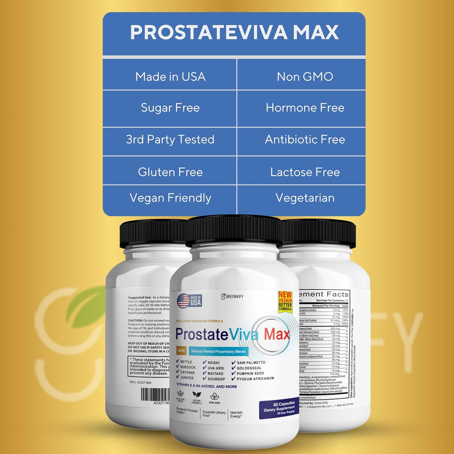 ProstateViva Max Prostate Supplements for Men Capsules, Health Supplements - Maximum Strength, All Natural to Support Normal & Healthy Function (60 Capsules)