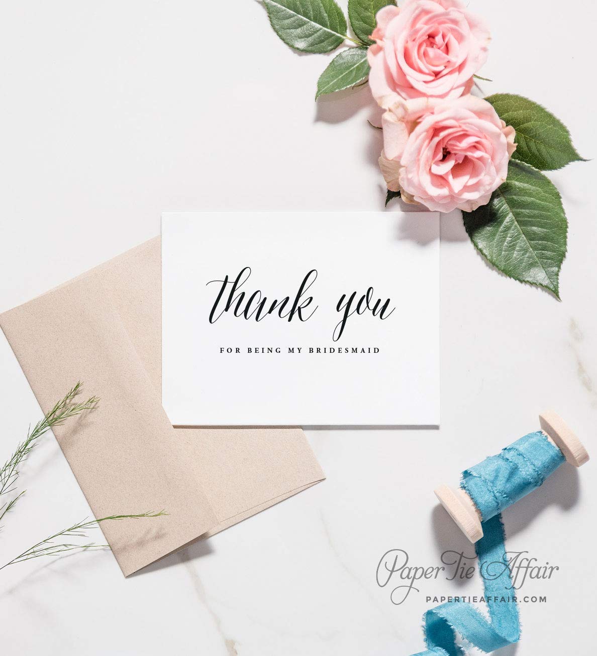Thank You For Being My Bridesmaid Card, Bridesmaid Thank You Note, Calligraphy, To My Maid of Honor, Flower Girl, Matron of Honor, Custom Choices, Select Your Quantity