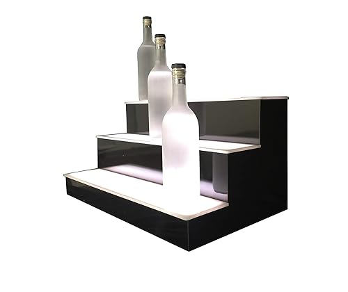 Estante de exhibición iluminado de la botella de licor de 24" 3 pasos con las luces LED que cambian de color Estante de exhibición iluminado de la botella de licor de 24" 3 pasos con las luces LED que cambian de color