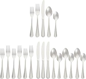 Amazon Basics Silverware Set Service for 8