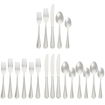 Amazon Basics 20-Piece Stainless Steel Crown Flatware Set, Service for 4
