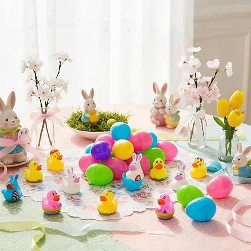 Miniatura 4 de 36 patos de goma de Pascua, accesorios para baby shower, mini patitos de conejo de 2.16 pulgadas, juguetes de baño para niños y niñas, divertidos