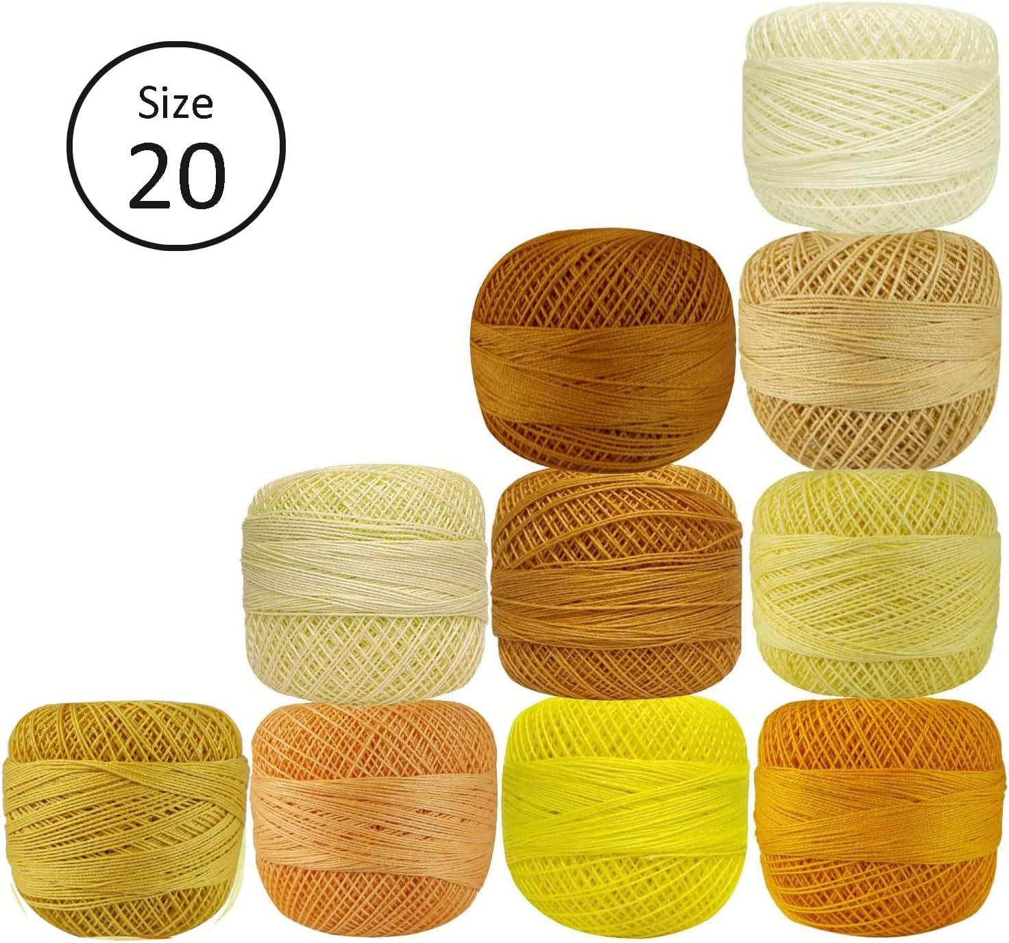 Cotton Crochet Thread Knitting Mercerized Embroidery 10 Pcs Yarn Cross Stitch Tatting Doilies Skeins Lacey Craft (Yellow)
