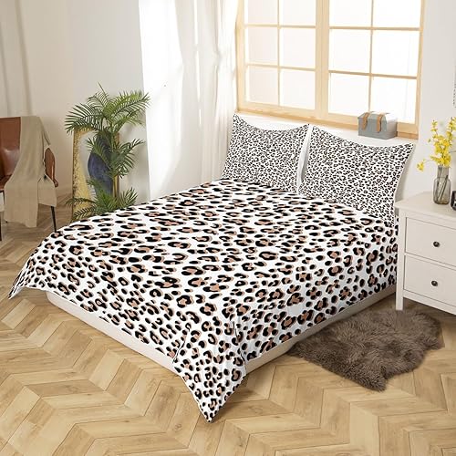 Miniatura 3 de Juego de funda de edredón con estampado de leopardo, estampado de guepardo africano, para niños, niñas, adolescentes, decoración de animales de