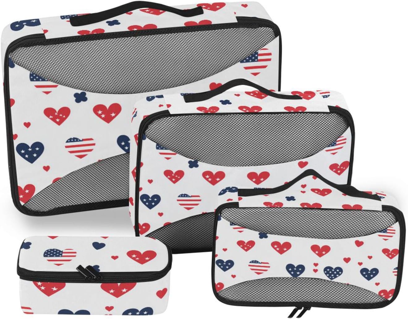 Independence Heart 4 Pcs set travel organizers for Mesh Travel Essentials lightweight set packing cubes