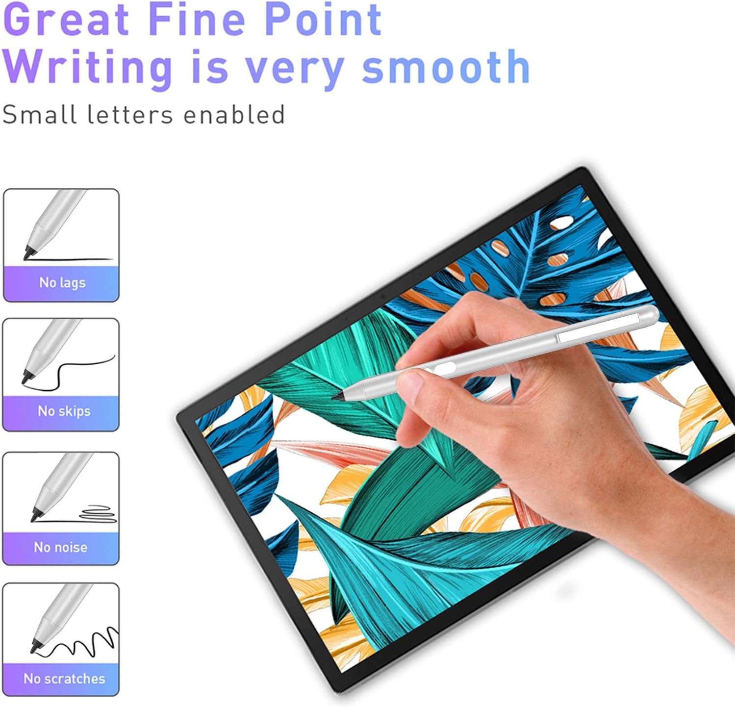 Active Stylus Pen for HP Touchscreen Laptops – 2500H Battery, Palm Rejection & 1024 Pressure Sensitivity – Works with OmniBook, Envy x360, Pavilion x360, Spectre x360, Ideal for Drawing & Note-Taking