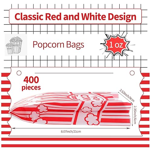 Miniatura 2 de VOISEN Bolsas de papel para palomitas de maíz, 400 paquetes de bolsas de palomitas de maíz de 1 onza, porciones individuales, bolsa de maíz a granel