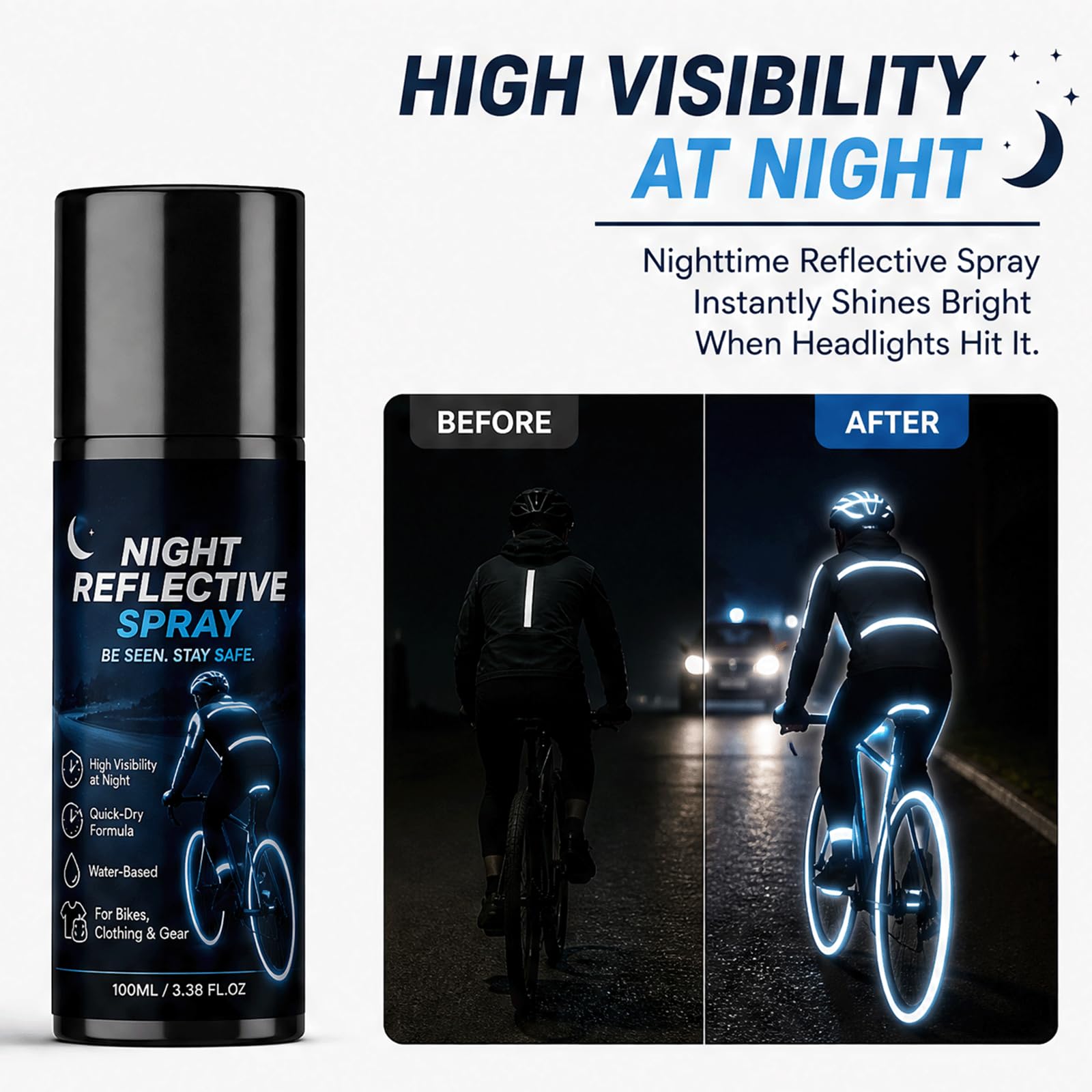 Night Reflective Spray-Clear Night Safety Coating Outdoor, Invisible Daytime Reflective Finish Spray, Mehrzweck wetterfest hohe Sichtbarkeit Reflektive Sprays (5PCS)