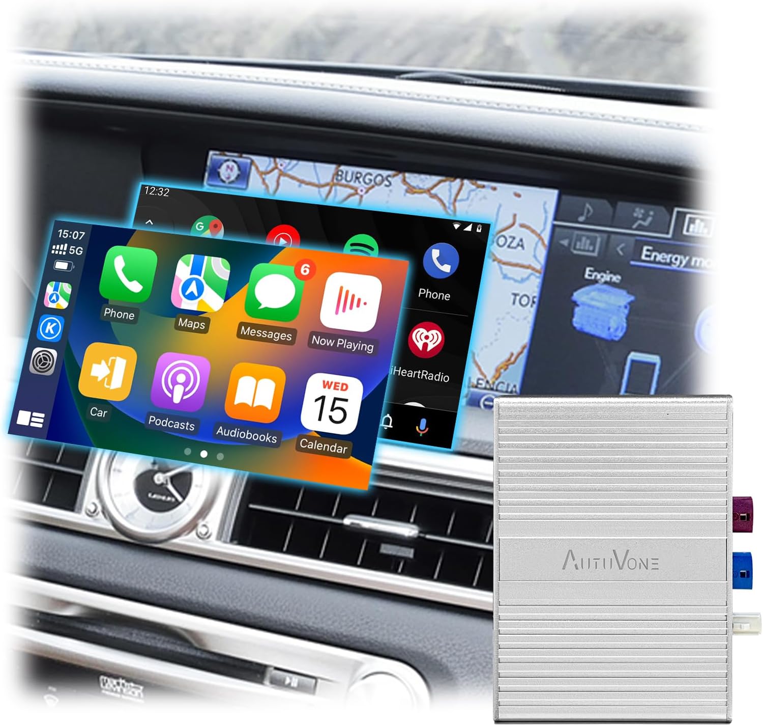 Wireless/Wired CarPlay Audio Decoder Upgrade for Lexus GS is LS RX ES LX OEM with Mouse Joystick, Support Wireless Android Auto Mirror Link, Cameras, Retaining OEM Screen & Control System