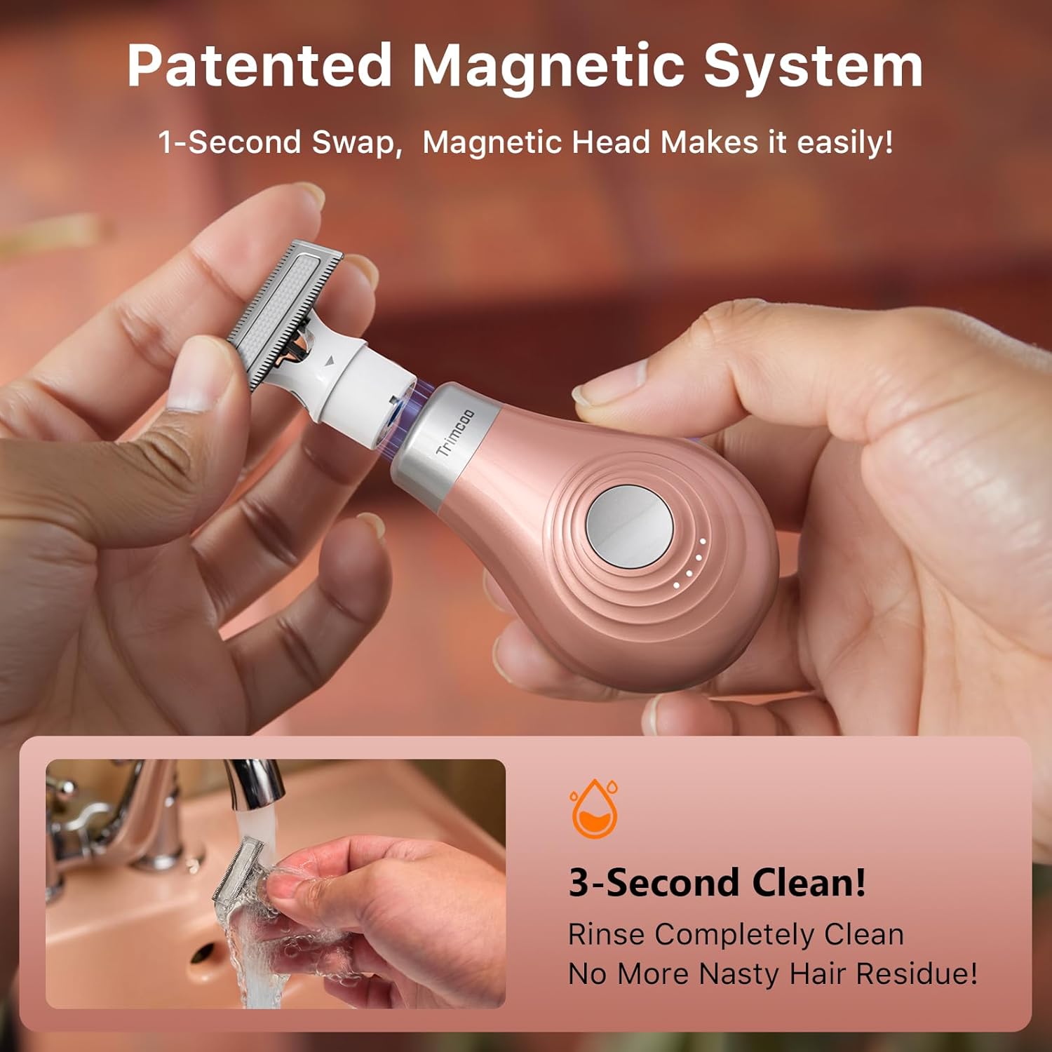 2026 New Bikini Trimmer for Women - Small But Powerful Electric Razors, Intimate Pubic Hair/Lady Facial Painless Removal, USB-C Cordless Body Shaver for Trip, Replaceable Wet/Dry Blade, Gold - Image 6