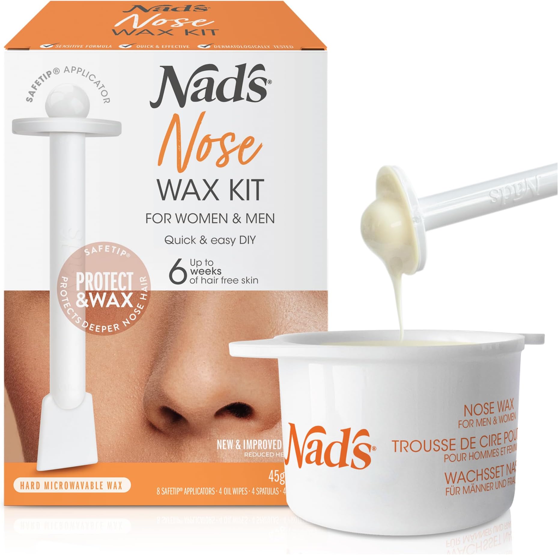 Nose Waxing Kit for Men and Women, Nose Hair Removal, Hypoallergenic, 45g