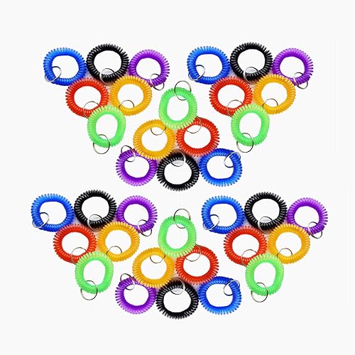 Paquete de 36 llaveros de espiral de resorte colorido para muñeca