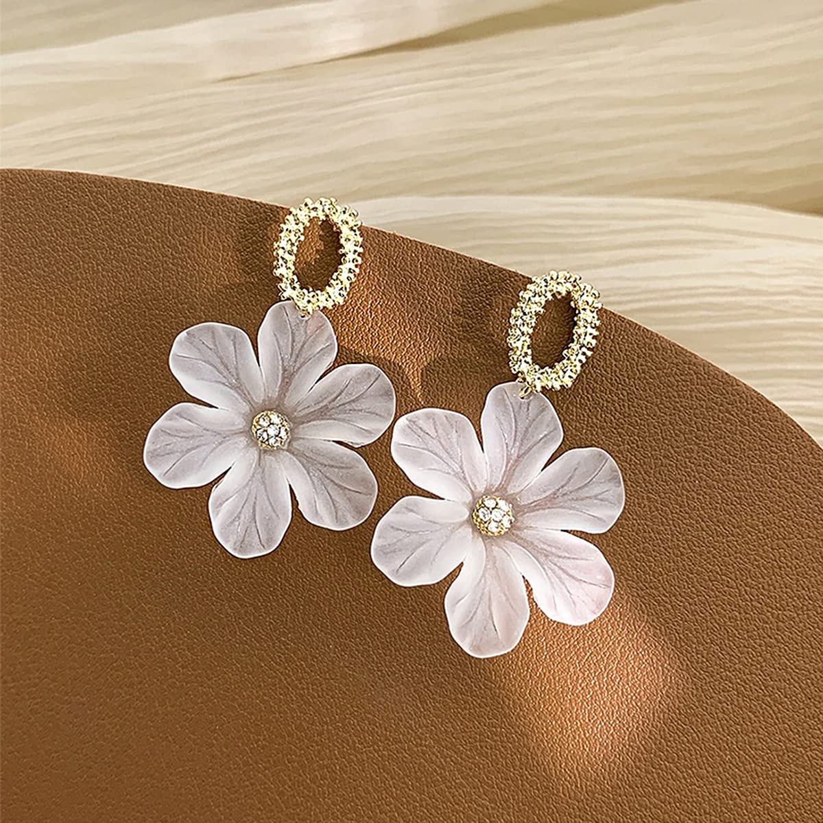 Gold Flower Drop Earrings for Women - Birthday Anniversary Gift
