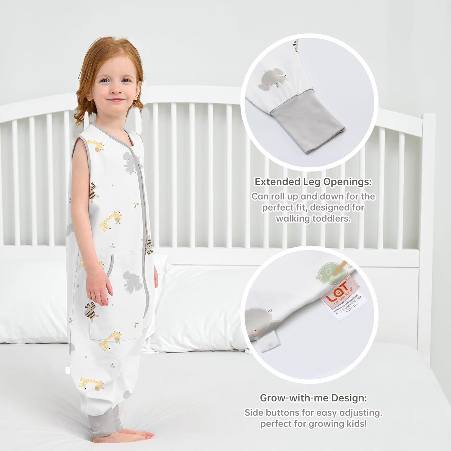 LAT 2Pack Baby Sleep Sack,Summer Toddler Cotton Sleep Sacks with Legs,for Baby Boys Girls,Baby Wearable Blanket with Zipper