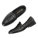 LAUREL FASHION FEVER Men's Leather Mojaris | Traditional Ethnic Footwear | PU Sole | Stylish & Comfortable (F-N-007-BLK-9) Black gallery image