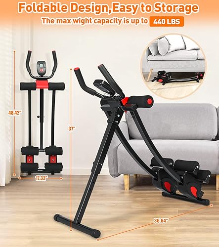 Vista 13 de Ab Workout Equipment, Ab Machine for Women, Adjustable Core Abdominal Exercise Fitness Equipment, Foldable Waist Trainer Ab Crunch Home Gym Systems