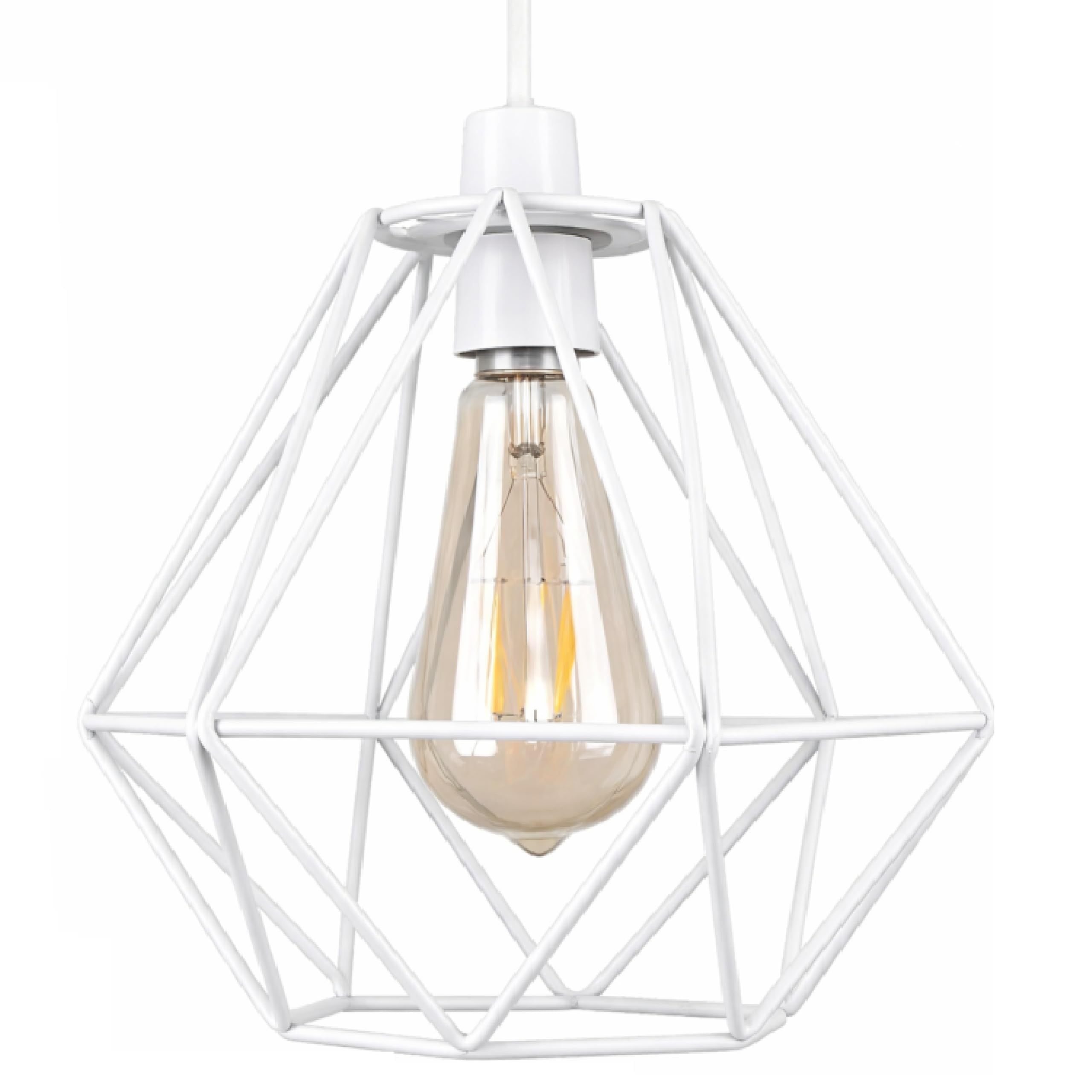 White Diamond Cage Metal Basket Ceiling Light Shade, Ceiling Light Fitting โ image 1