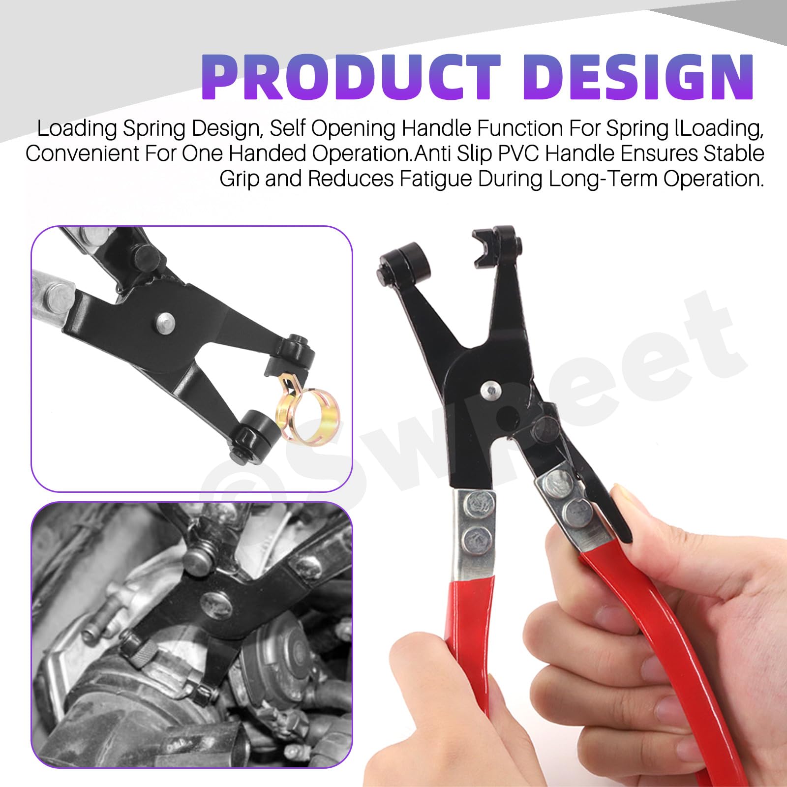 Swpeet 5Pcs 4Types CV Joint Boot Clamp Pliers, Hose Clamp Pliers, ATV CV Axle Boot Clamp Plier - Image 4