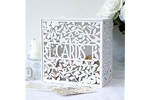 OurWarm White Wood Wedding Card Box for Receptions, Graduations, and Baby Showers...