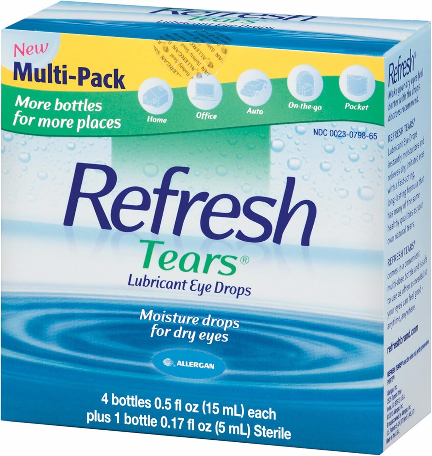 Tears Lubricant Eye Drops, Moisture Drops for Dry Eyes. 4- .5 fl oz. bottles