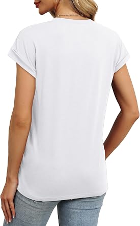 WEESO Womens Summer Tops Trendy 2026 Cap Sleeve T Shirts Crew Neck Pleated Front Beach Vacation Clothes Fashion