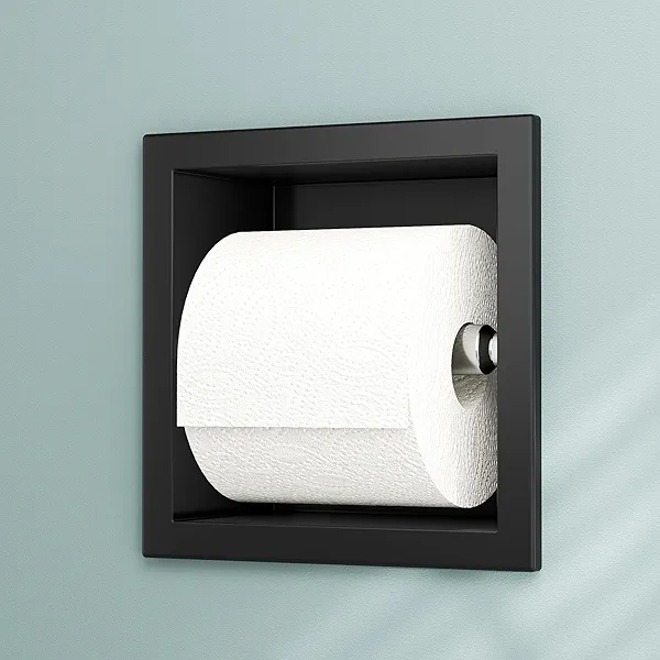 Neodrain Recessed Toilet Paper Holder, Matte Black Toilet Paper Holder Built-in, Stainless Steel Recessed Tissue Paper Roll Holder, in Wall