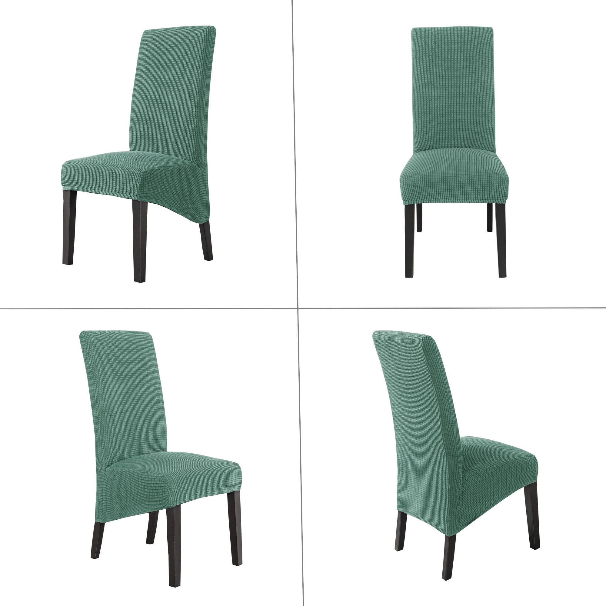 Ebeta 6 pièces Housse de Chaise, élastiques Housse de Salle à Manger XL Amovible Lavables Couverture de Chaise Revêtement de Chaise pour Salle à Manger (Vert Clair)