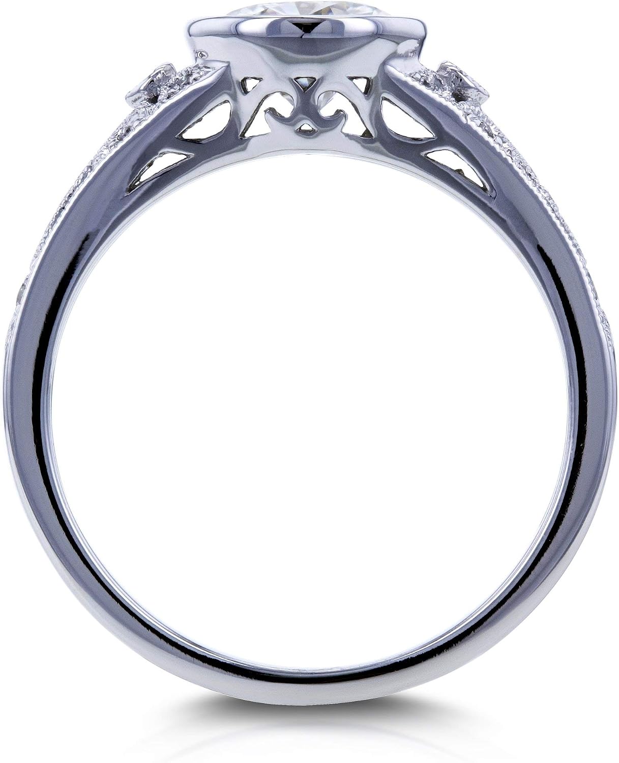 Kobelli Round Diamond Bezel Vintage Style Engagement Ring 1 CTW in 14k White Gold