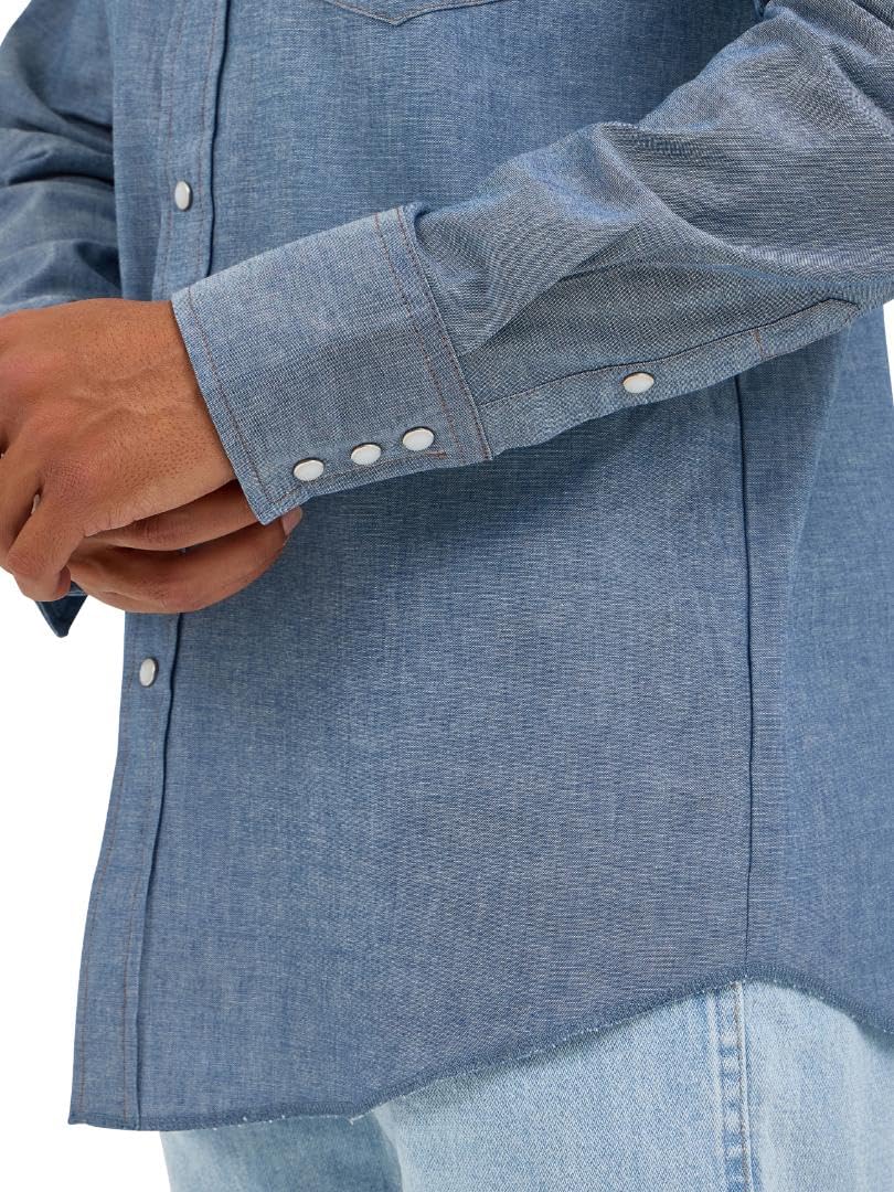 Wrangler Męska koszula robocza z długim rękawem kowbojskim o kroju westernowym, mocne wykończenie