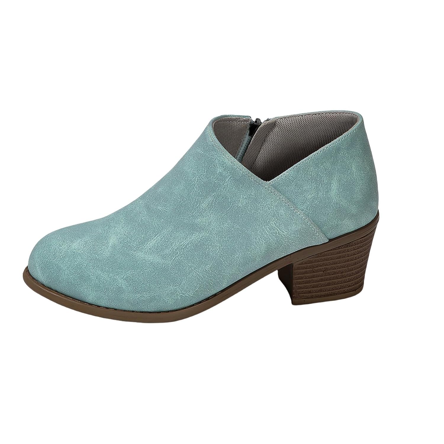 Ankle Boots for Women Round Toe Faux Suede Stacked Heel Western Ankle Booties Casual Dress Low Heeled Chelsea