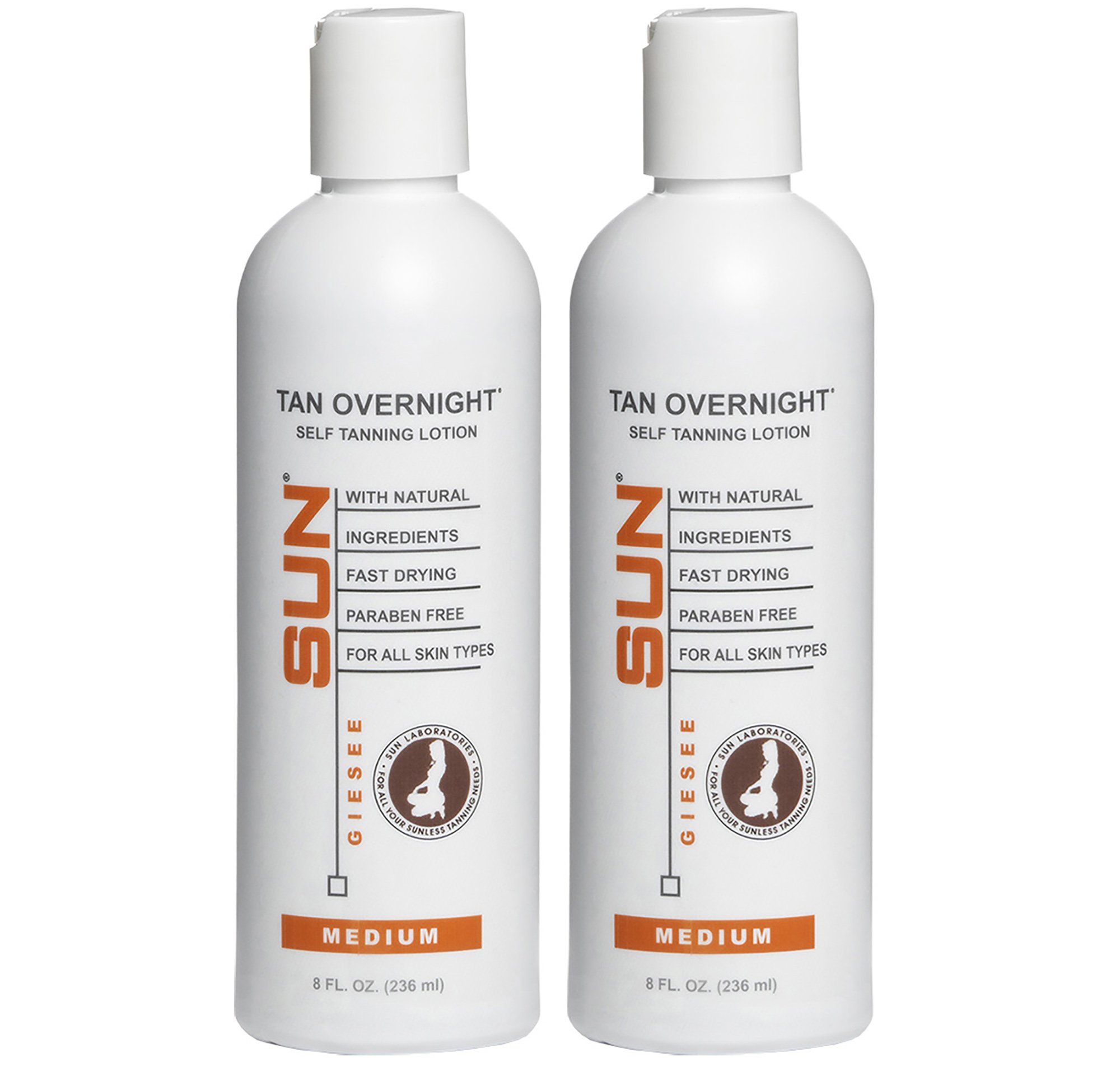 Sunless Tanning Lotion Tan Overnight - Medium Self Tanner for Fair Skin (8 oz) - 2 Pack Flawless