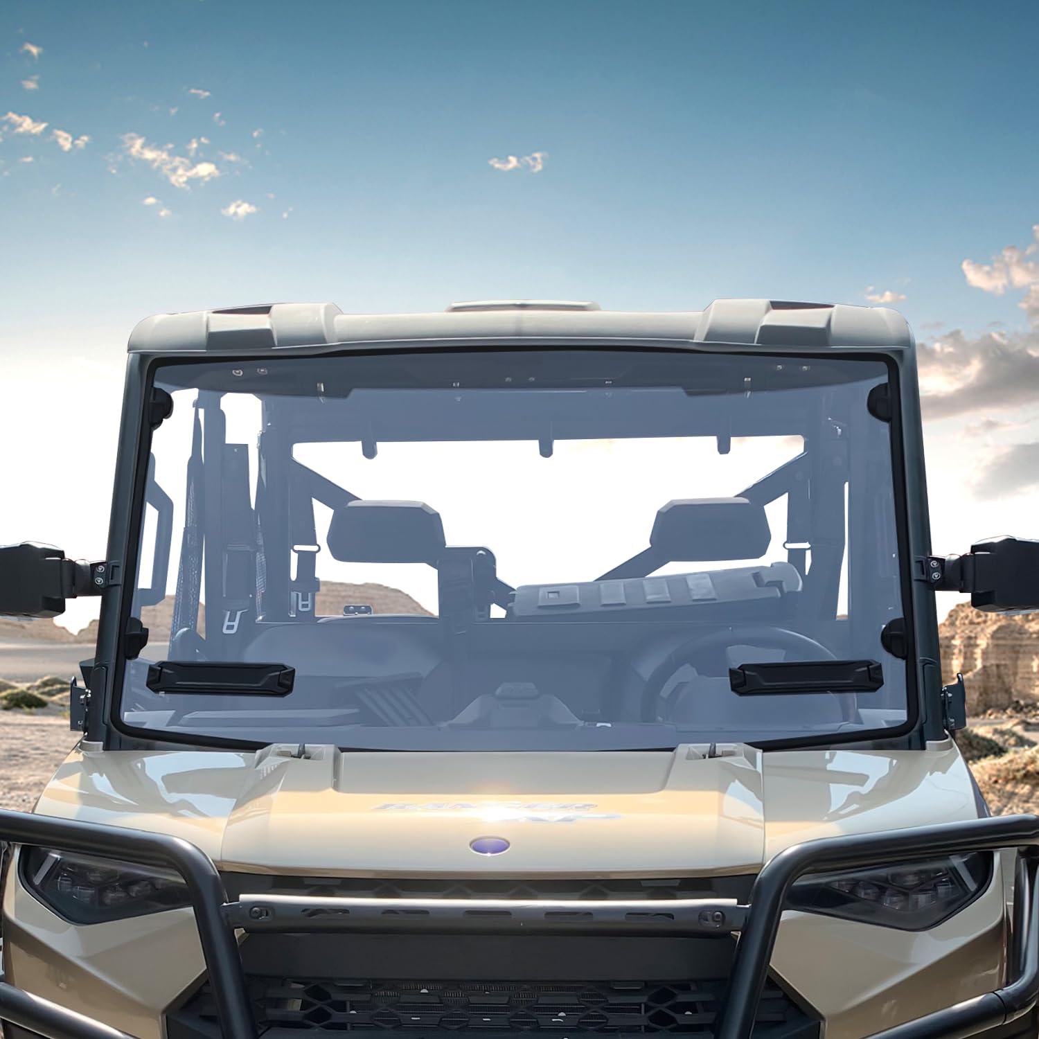 Clear Front Windshield Heavy Duty Scratch Resistant Full Windshield Compatible with Polaris Ranger XP 1000 / 900 / Crew 2017-2025 Accessories Polycarbonate Vented UTV Window