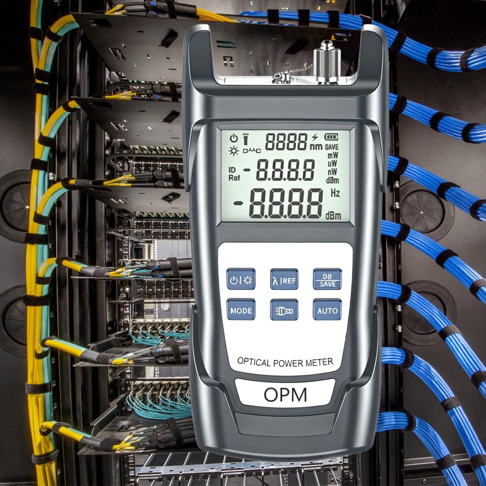 Testeur Câble Optique Portable, Photomètre Fibre Optique FTTH pour FC/SC/ST Interface universelle, 10 Longueurs d'onde testées, -70 dBm à +10 dBm