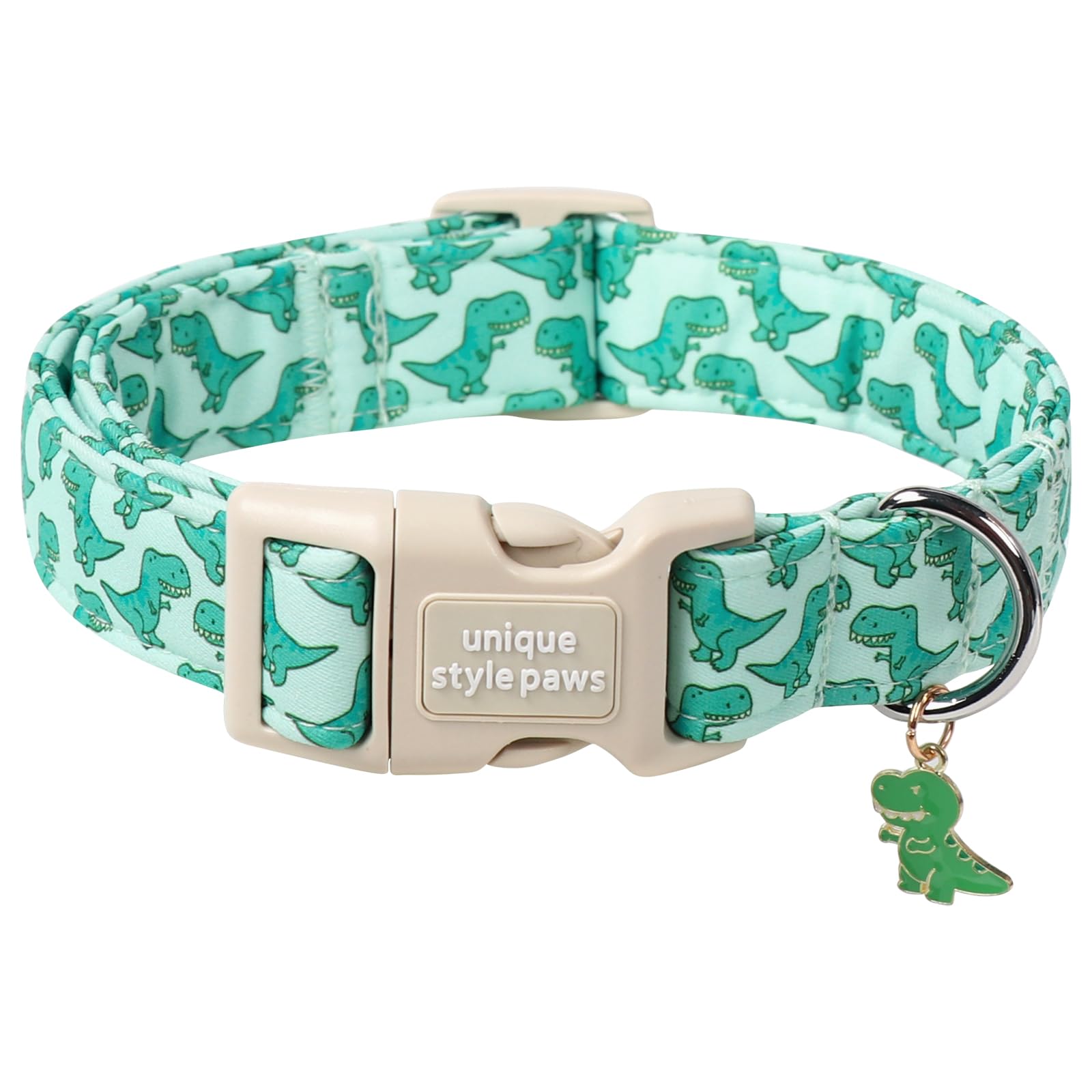 Dinosaur Dog Collar,Unique Style Paws Summer Dog Collars Comfortable Cotton Puppy Collars with Adjustable Buckle Cute Dinosaur Print Dogs Accessories for Small Medium Large Puppys